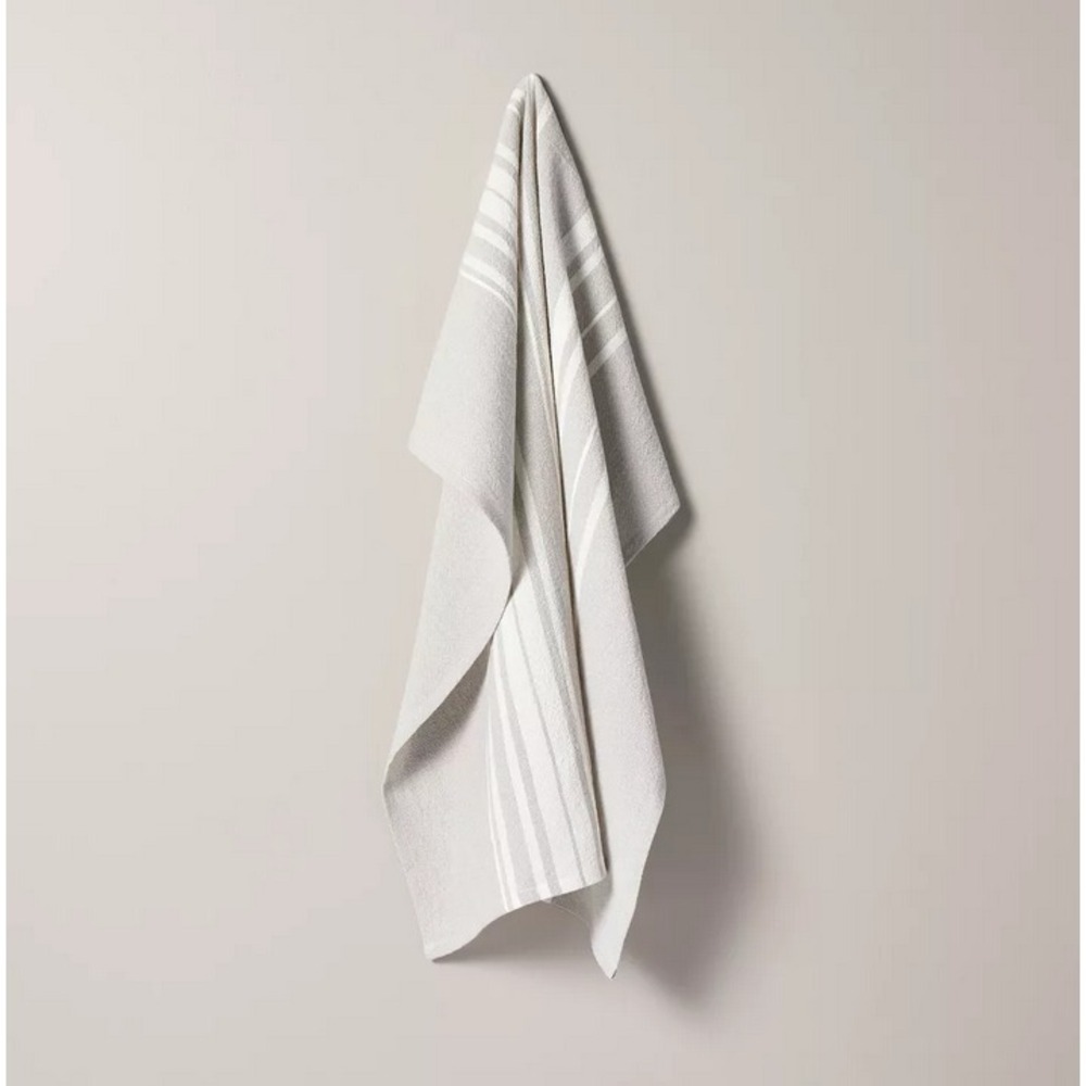 Magnolia Hearth & Hand Kitchen Flour Sack Dish Towel Block Stripe Gray Dishtowel
